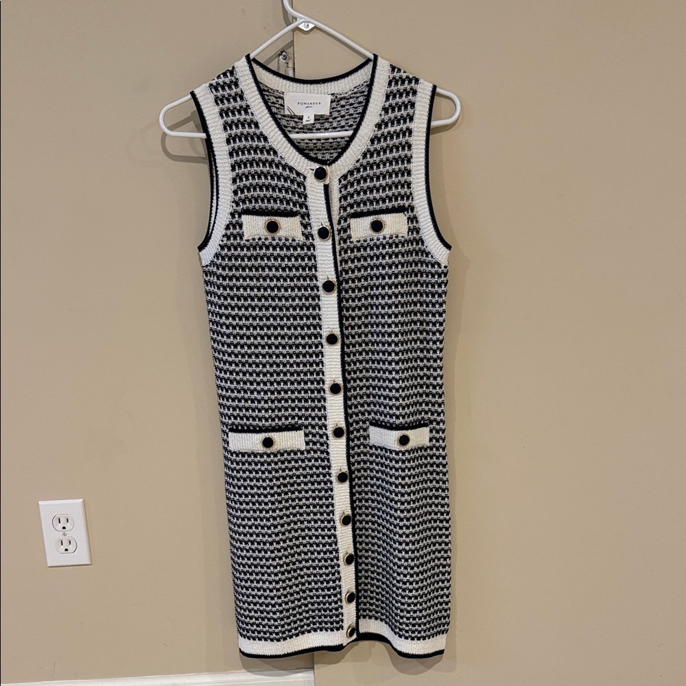 Tuckernuck Black and White Knit Sleeveless Mini Dress